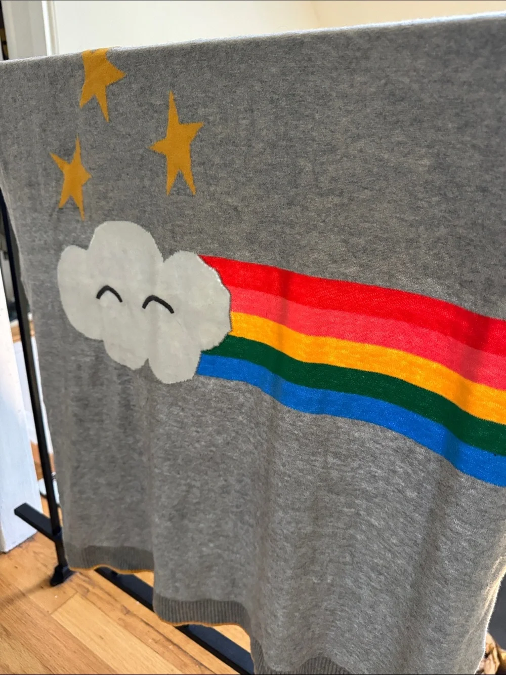 The Bonnie mob Kids Grey Rainbow Cloud Sweater cashmere cotton blanket unisex